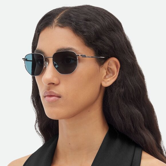 NEW Bottega Veneta BV1301S 004 Silver Green Split Panthos Unisex Sunglasses - Picture 8 of 9